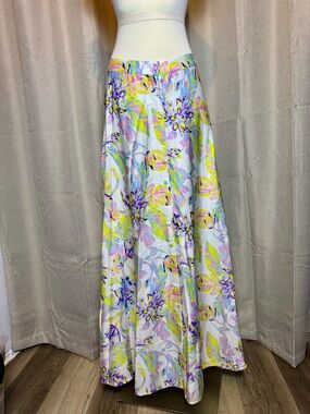 ABBEY GLASS Floral Button Front Maxi Skirt